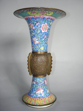 #0400  Rare 18th Century Chinese Enamel Vase - Gu - Qianlong  **SOLD** to China - November 2010 售至中国 - 2010年11月