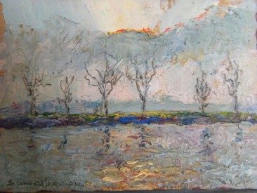 #1137  Oil on Board "Sunset at Hammersmith" by Piero Sansalvadore (1892-1955)  **Sold**