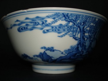 #0115  Chinese Blue and White Bowl - Chenghua mark - Kangxi Reign (1662-1722) **Sold** to China - April 2009 售至中国 - 2009年4月