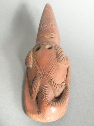 #1625  Rare Crocodile Form Burnished Earthenware Egyptian Foot Rasp