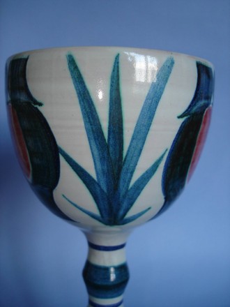#0099  Large Tin-Glazed Studio Pottery Goblet by Ian Caiger-Smith , made 1967  **Sold to USA** December 2020
