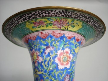 #0400  Rare 18th Century Chinese Enamel Vase - Gu - Qianlong  **SOLD** to China - November 2010 售至中国 - 2010年11月