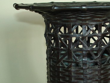 #0108 Japanese Bronze 'Basket Weave' vase - 19thCentury