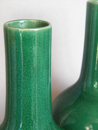 #1824  18th/19th Century Chinese Apple Green Glazed Vases， *Price on Request* ， *售价待询*