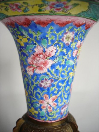 #0400  Rare 18th Century Chinese Enamel Vase - Gu - Qianlong  **SOLD** to China - November 2010 售至中国 - 2010年11月