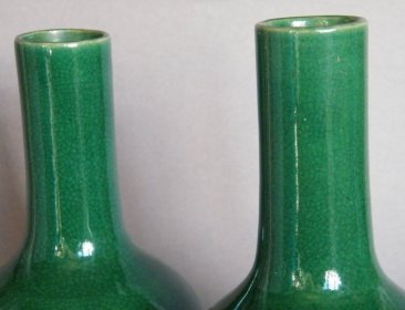 #1824  18th/19th Century Chinese Apple Green Glazed Vases， *Price on Request* ， *售价待询*