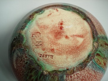 #0228  Flambe glazed Bretby Pottery Bowl - c 1900-1910