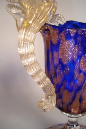 #0006  Venetian Dragon Handled Jug by Toso or Barovier c1900  **Sold**  to USA - April 2009 售至美国 - 2009年4月