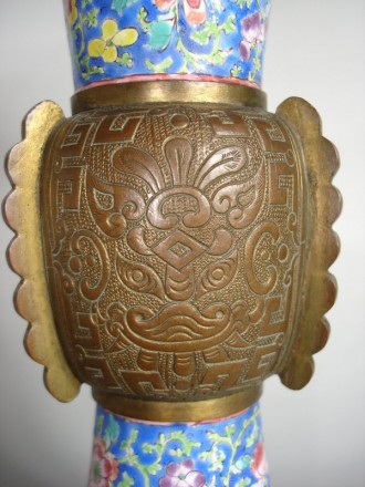 #0400  Rare 18th Century Chinese Enamel Vase - Gu - Qianlong  **SOLD** to China - November 2010 售至中国 - 2010年11月