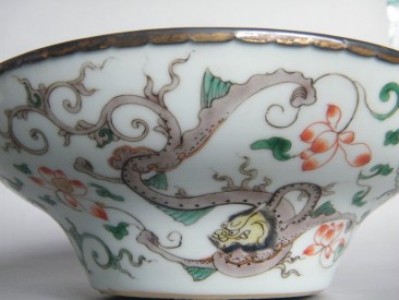 #1613  Rare Early 18th Century Chinese Famille Verte Dragon Bowl,  Kangxi reign (1662-1722) **SOLD** October 2019