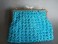 #1408 Turquoise Crocheted Handbag, circa 1960