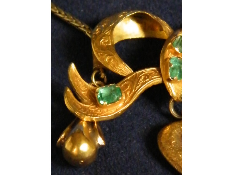 #1081 Victorian Gold and Emerald Pendant on Gold Chain, circa 1860 **SOLD** through our Liverpool shop December 2016