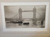 #1769  Framed Signed Etching "Tower Bridge London"  by E.J. Maybery (1887-1964) **Sold** May 2019