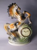 #1511  Lustre Pottery Horse Mantle Clock from Italy, circa 1955-1965   **SOLD** December 2017
