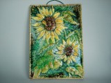 #0809  German Karlsruhe Sunflower Tile or Plaque - circa 1960s, **SOLD** May 2019