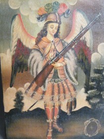 #1662  17th / 18th Century Style Oil on Canvas - Arquebusier Angel, circa1990s **Sold**  August 2018