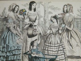 #1675  Hand Coloured Ladies Paris Fashion Print, September 1845  **Sold** March 2018