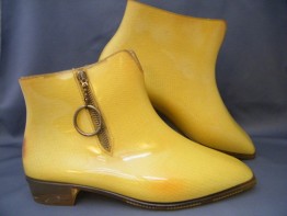 #0456 Rare Pair of Yellow 1960s Mary Quant Designed " Quant Afoot" Ankle Boots - Unused **SOLD** to USA  2016
