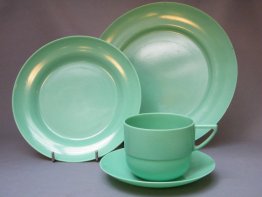 #1838  Green Plastic Beetleware Set, circa 1940s