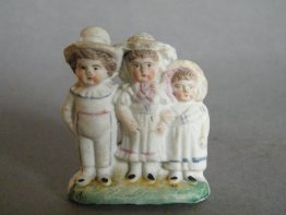 #1777 Small Victorian or Edwardian 'Biscuit' Porcelain Figure Group. circa 1890-1910 **Sold**   2020