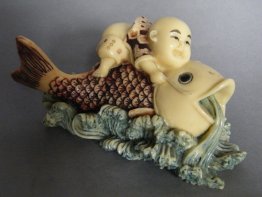 #1782  Japanese Faux Ivory (Plastic) "Okinomo", Signed, circa 1960s    **Sold**  February 2020