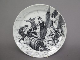 #1607  Creil Montereau Satirical Plate "L' adroite Princesse" from France (1876-1884)