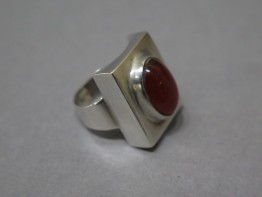 #1612  1960s - 1970s  Carnelian and Silver Ring  **SOLD** December 2017