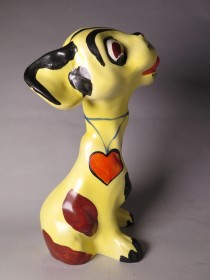 #1599  Rare 1930s Painted Pottery Dog  **SOLD**  December 2011