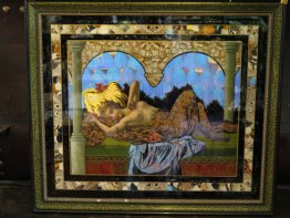 #1731  Art Nouveau Butterfly Wing Picture from Brazil, circa 1900-1920   **Sold**  July 2018