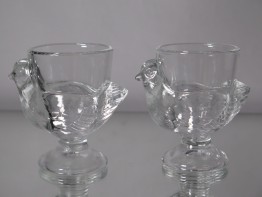 #1563  Glass Hen Egg Cups, circa 1960s  **SOLD**  2019