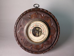 #1487  'Black Forest' Carved Wood Barometer, circa 1920-1940 **SOLD** December 2017