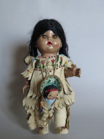 #1590   Rare Native American Doll with Papoose, circa 1950s