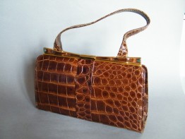 #0183 Circa 1940s Marshall & Snelgrove Crocodile Skin Leather Ladies Handbag **SOLD** through our Liverpool shop