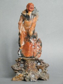 #1626 Chinese Soapstone Figure & Stand, circa 1870-1920