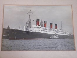 #1759  Framed Photograph R.M.S. Aquitania Liverpool, circa 1939  **Sold** May 2019