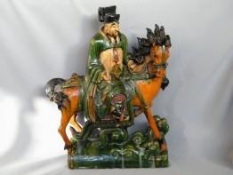 #0375  Fine Very Rare Ming Celestial Horse & Rider Ridge Tile **Sold**  to Taiwan - Sepember 2013 售至台湾 - 2013年 9月