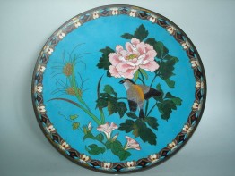 #0161  Japanese Cloisonne Enamel Plaque - Meiji Period (1868-1911)  **Sold**  to USA