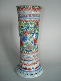 #0210  17th Century Chinese Export Wucai Gu Vase (neck reduced) Kangxi reign (1662-1722) **Sold**  to China - March 2010 售至中国 - 2010年3月