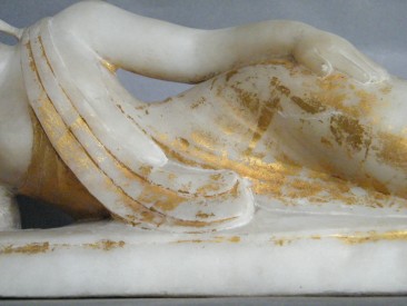 #1668  Large Marble Burmese Reclining Buddha, 19th Century