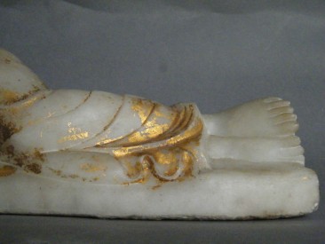 #1668  Large Marble Burmese Reclining Buddha, 19th Century