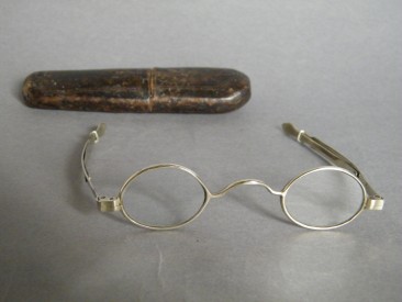 #1638  Cased Early Victorian Spectacles with Rock Crystal Lenses by John Holmes, London, circa 1838  **Sold**  August 2018