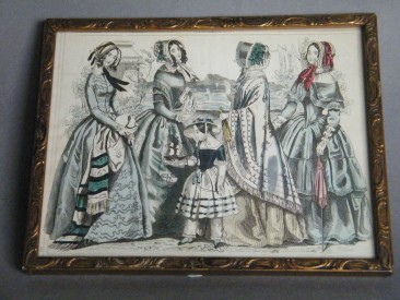 #1685 Hand Coloured 'Latest Paris Fashions'Print,, circa 1850s **Sold** 2018