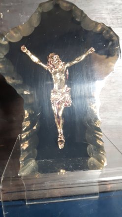 #1793  Perspex Crucifix Paperweight, circa 1970s   **SOLD**