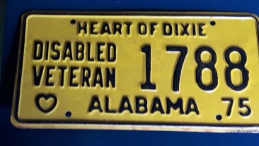 #1807  Original U.S.  "Disabled Veteran" Vehicle Registration Plate, 1975   **SOLD** 2021