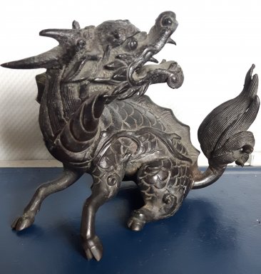 #1858  Rare 17th Century Chinese Bronze Qilin Paperweight, circa 1644 - 1661, *Price on Request*