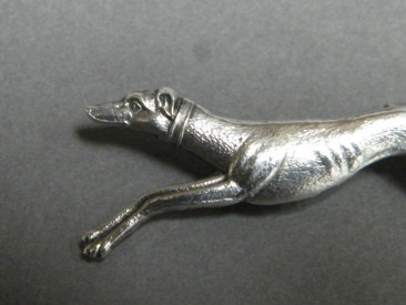 #0891 Art Deco Silver Greyhound Brooch, circa 1930s **SOLD**