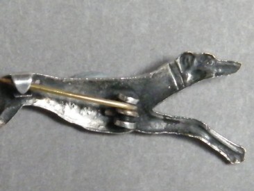 #0891 Art Deco Silver Greyhound Brooch, circa 1930s **SOLD**