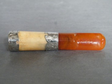 #0923 Cased Victorian Silver Mounted Amber & Meerschaum Cheroot or Cigarette Holder  **SOLD** through our Liverpool shop  December 2016