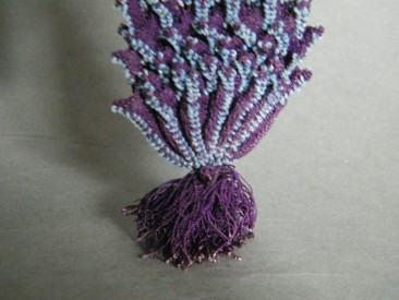 #0969 Victorian Lady's Purple Beaded Crocheted Purse, circa 1875