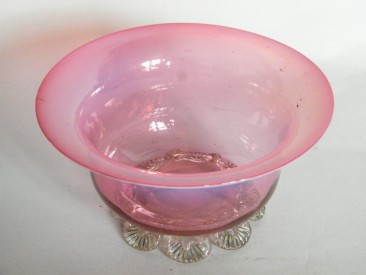 #1676  Victorian  Vaseline Glass Bowl, circa 1880 - 1900